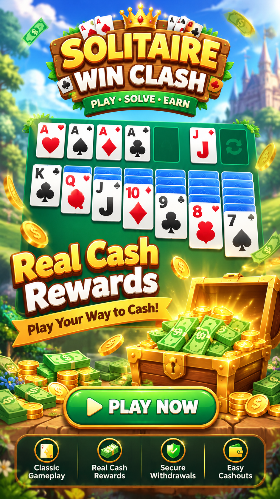 Solitaire Win Clash card gameplay preview