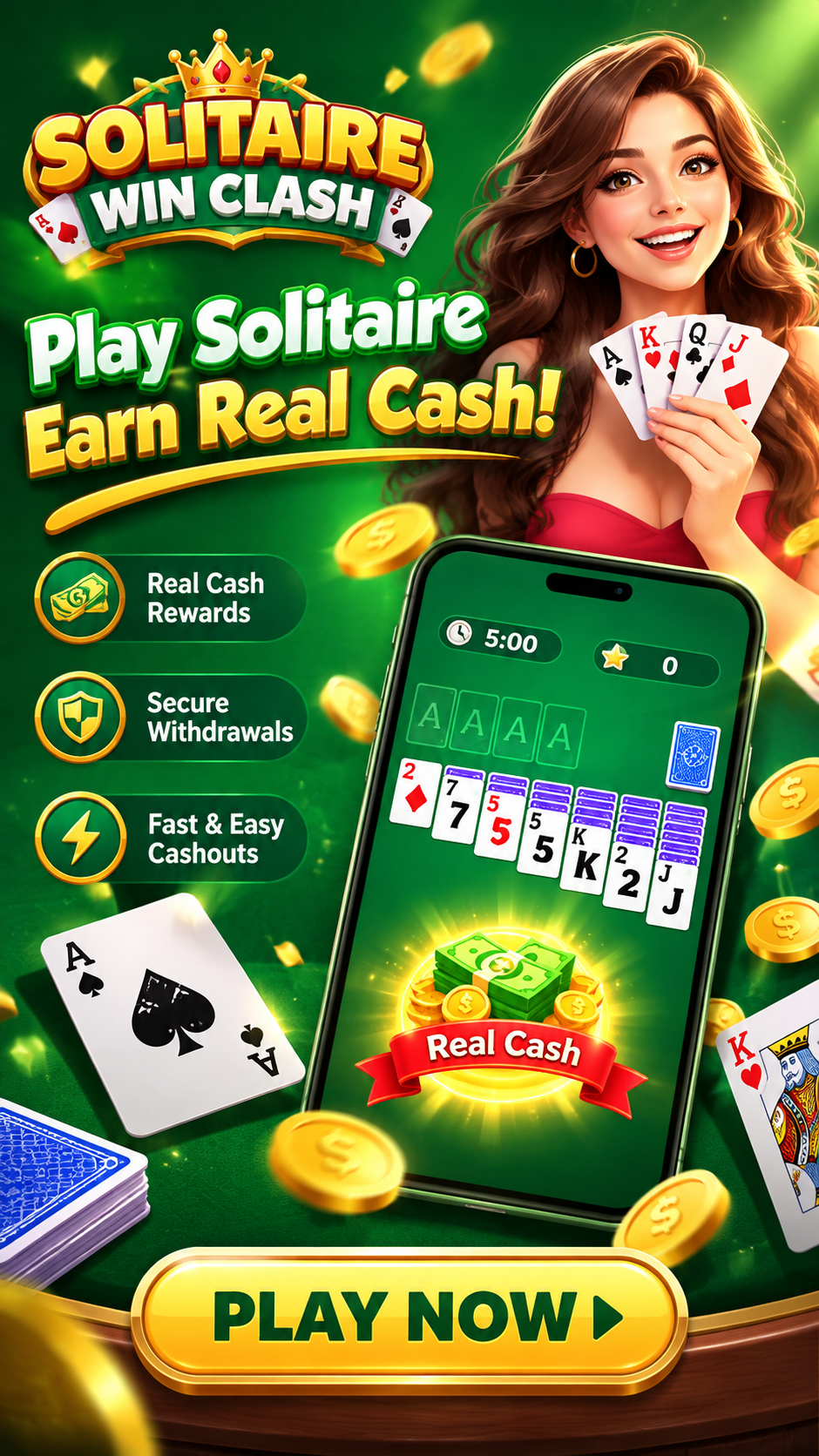 Solitaire Win Clash app features preview